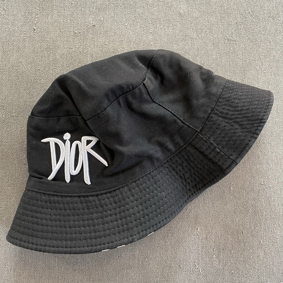 HTF Dior x Shawn Stussy Collab Graffiti Bucket Hat Black/White Reversible WOW - Picture 5 of 5